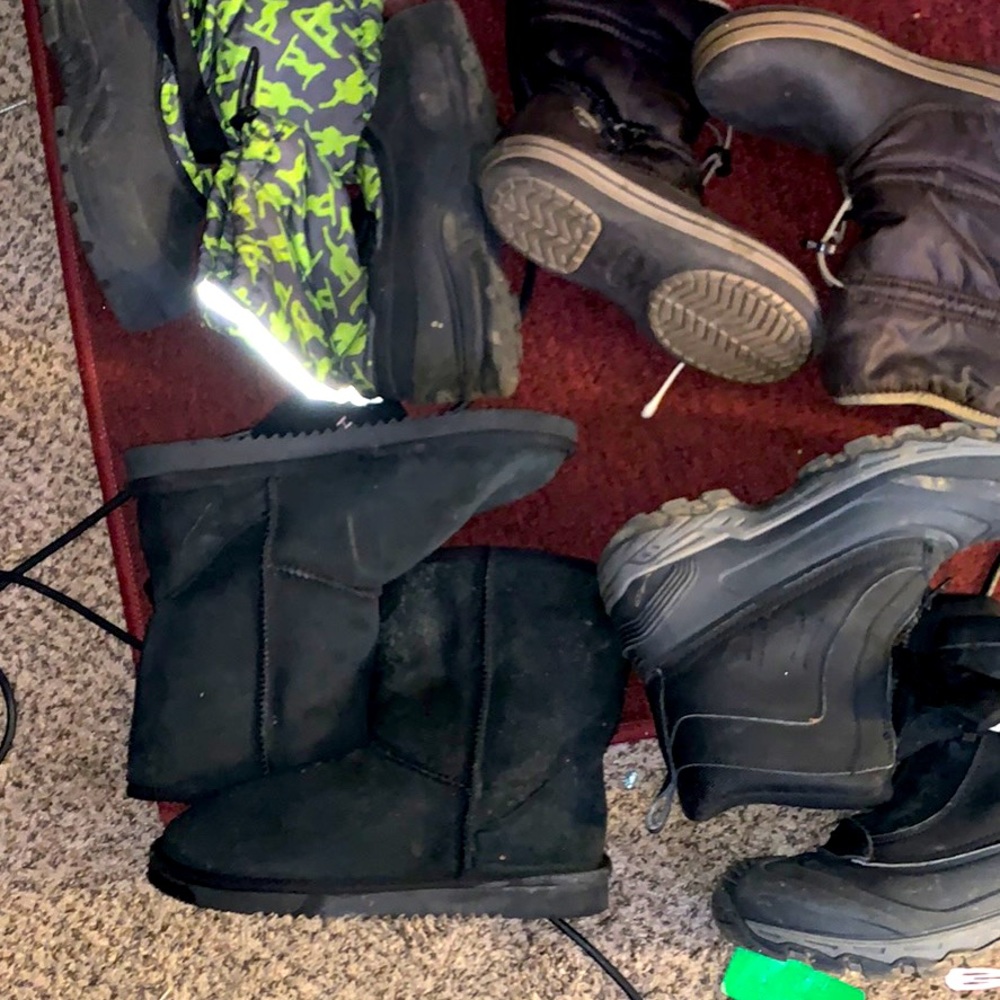 Sheepskin boots with kids boots